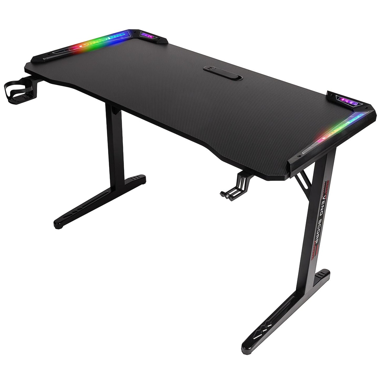 Veno Scorp Gaming Desk with LED Lights, USB, 120 x 60cm RGB Computer Desk T Shape, Gaming Table for Home Office, Black