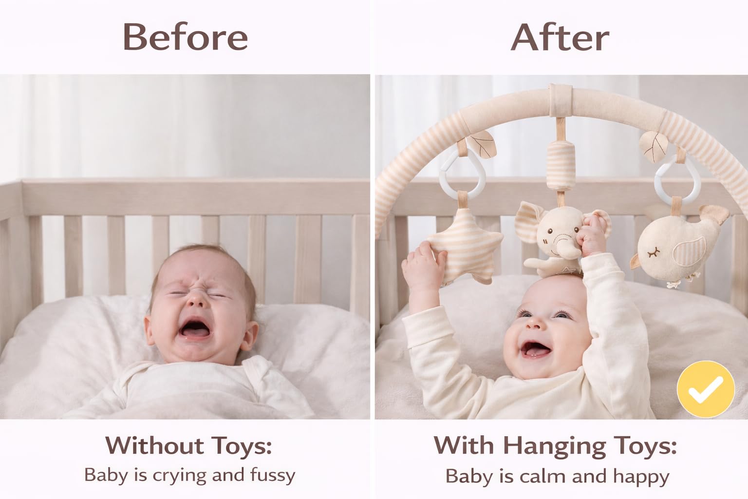 blloocod baby stroller arch toy clip with colorful elephant mobile for crib, car seat, or bouncer, adds entertainment during travel.