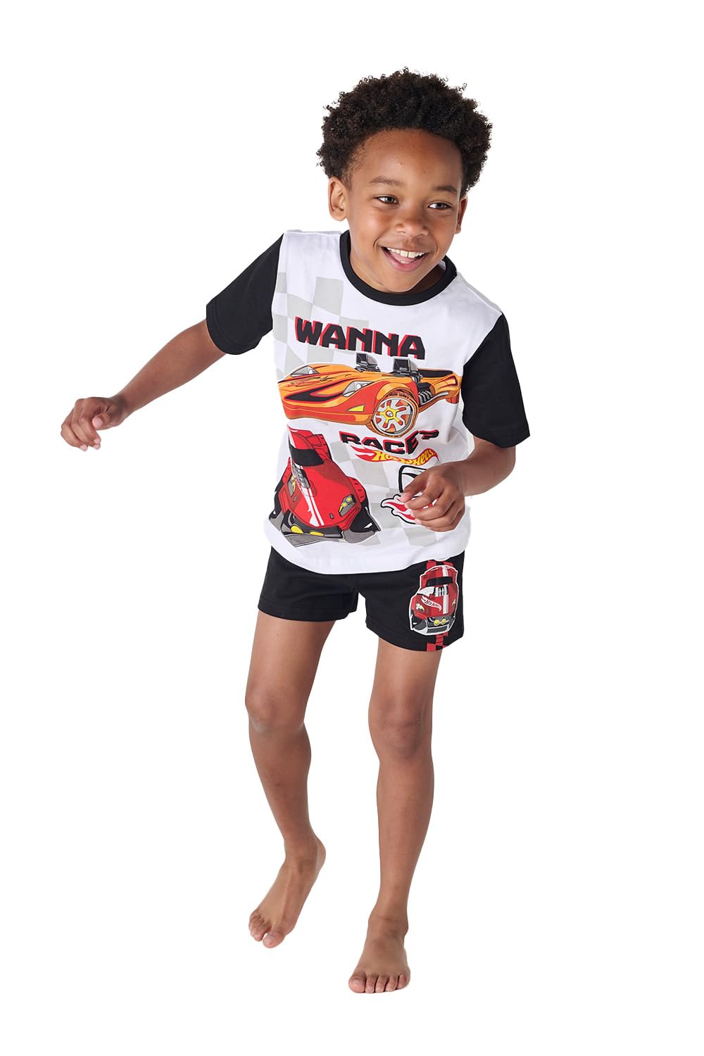 Hot Wheels Pjs Boys Short Pyjamas Sets | Cotton Short-Sleeve T-Shirt And Shorts For Kids Pyjamas | Summer Boys Shortie Pyjama Set | 2 Piece Race Cars Nightwear (Black, 3-4 Years)