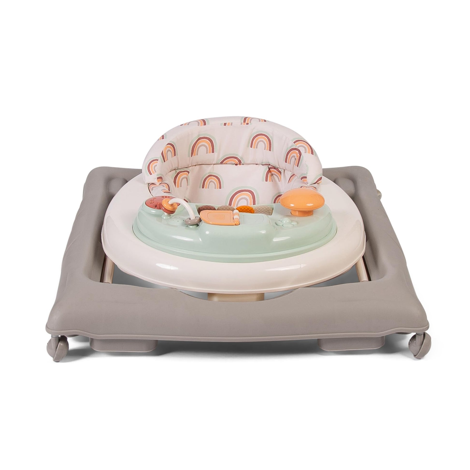 Red Kite Baby Go Round Jive electronic walker with interactive musical play tray, featuring woodland-themed design and adjustable height.