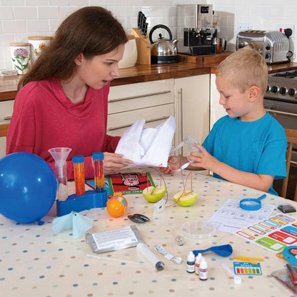 Galt Giant Science Lab kit for kids with lab coat, guide book, and science experiment tools for chemistry, biology, and physics.