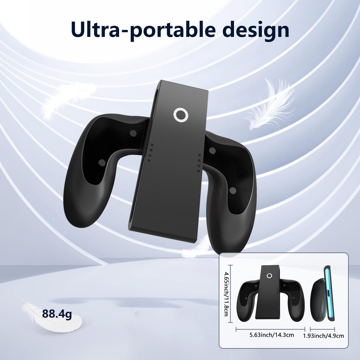 CloudValley Joy-Con charging grip for Nintendo Switch, ergonomic handle with USB-C cable for portable charging and comfortable play.
