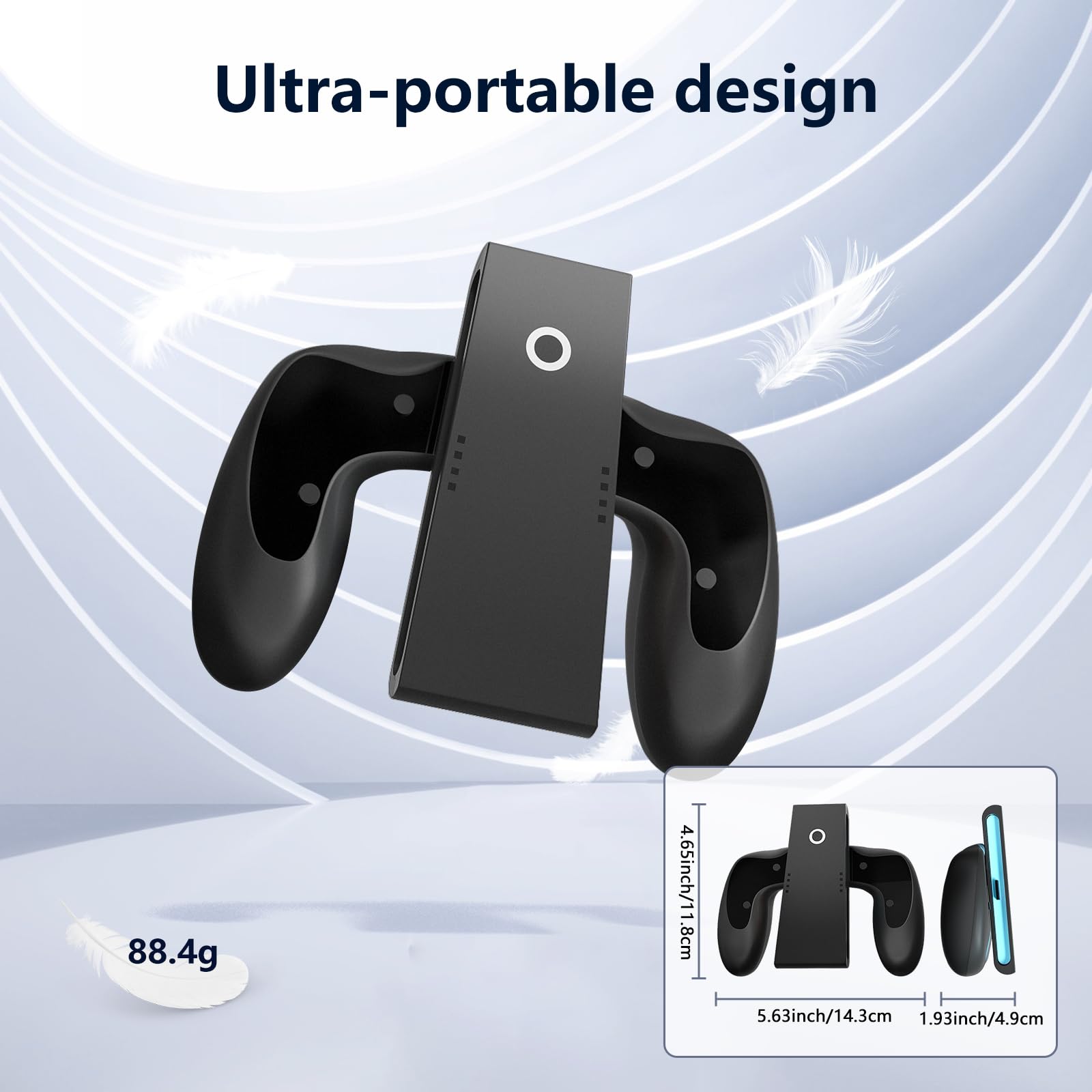 CloudValley Joy-Con charging grip for Nintendo Switch, ergonomic handle with USB-C cable for portable charging and comfortable play.