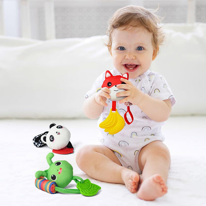 Aolso baby stroller hanging rattle toy featuring a colorful animal-shaped caterpillar plush for newborns and developmental play.