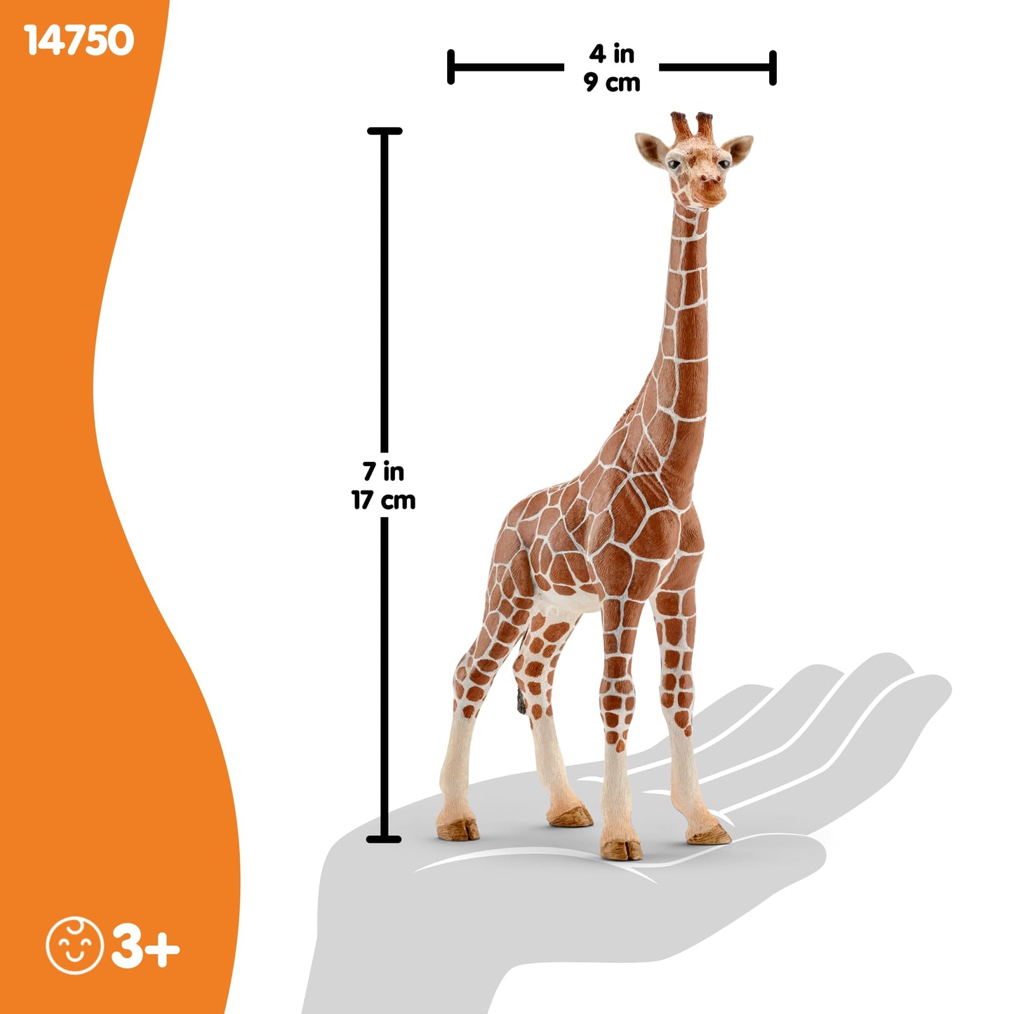 SCHLEICH Wild Life Realistic Female Giraffe Animal Figurine - Authentic Detailed Wild Female Giraffe Toy for Boys and Girls Education Imagination and Play, Highly Durable Gift for Kids Ages 3+