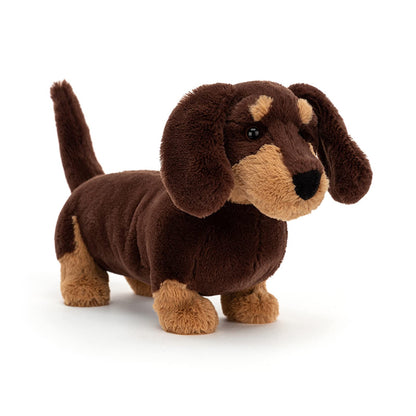 Jellycat Otto sausage dog plush toy, soft dachshund design with floppy ears and a cuddly body perfect for snuggling.