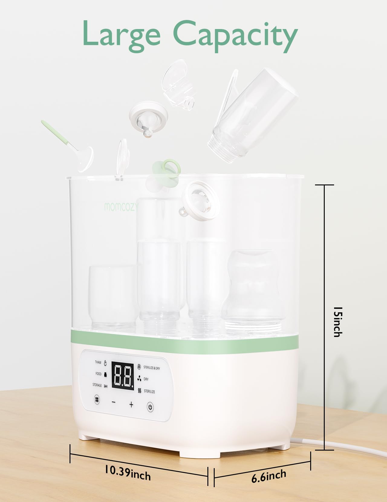 Momcozy Electric Steam Baby Care Bottle Sterilizer and Dryer, Multi-Function 8-in-1, Suitable for Baby Bottles, Breast Pump Accessories & Baby Stuff,Mid-Rang