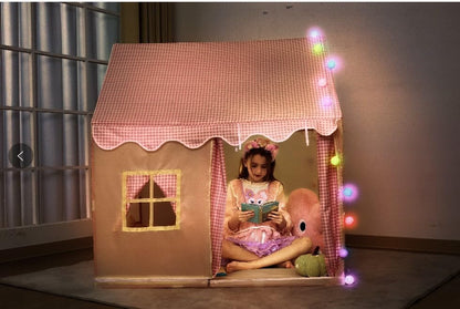 Pink kids play tent by Rainbow Frog with colorful ball lights and rainbow frog toy, ideal for outdoor and indoor play for girls.