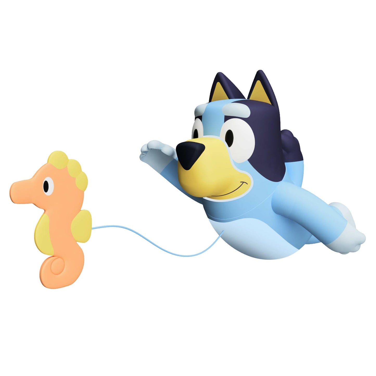 Toomies Swimming Bluey - Toddler Bath Bluey Toy with Pull String Seahorse, Swims on Front and Back - Interactive Water Play Bluey Toys - Baby Bath Toys and Swimming Pool Toys for +18 Months Old