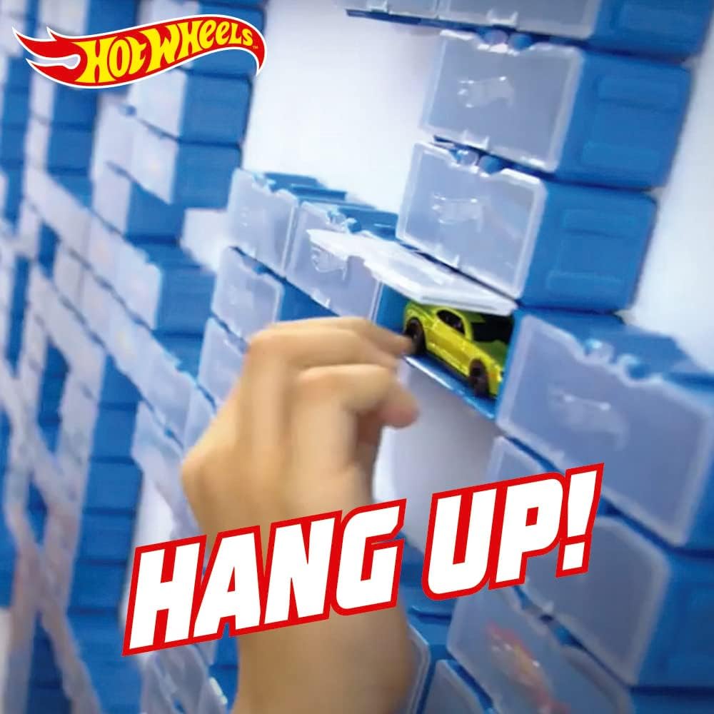 Hot Wheels Multibrick car case I Stores up to 28 cars I Connects with tracks I Play and Build, Multi-Coloured (HWCC8C) - Includes a carry handle