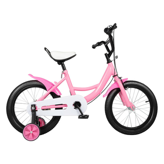 Fetcoi 16 Inch Children's Bicycle with Non-Slip Stabilisers for Boys and Girls from 4-8 Years Removable Stabilisers for Children's Bikes (Pink)