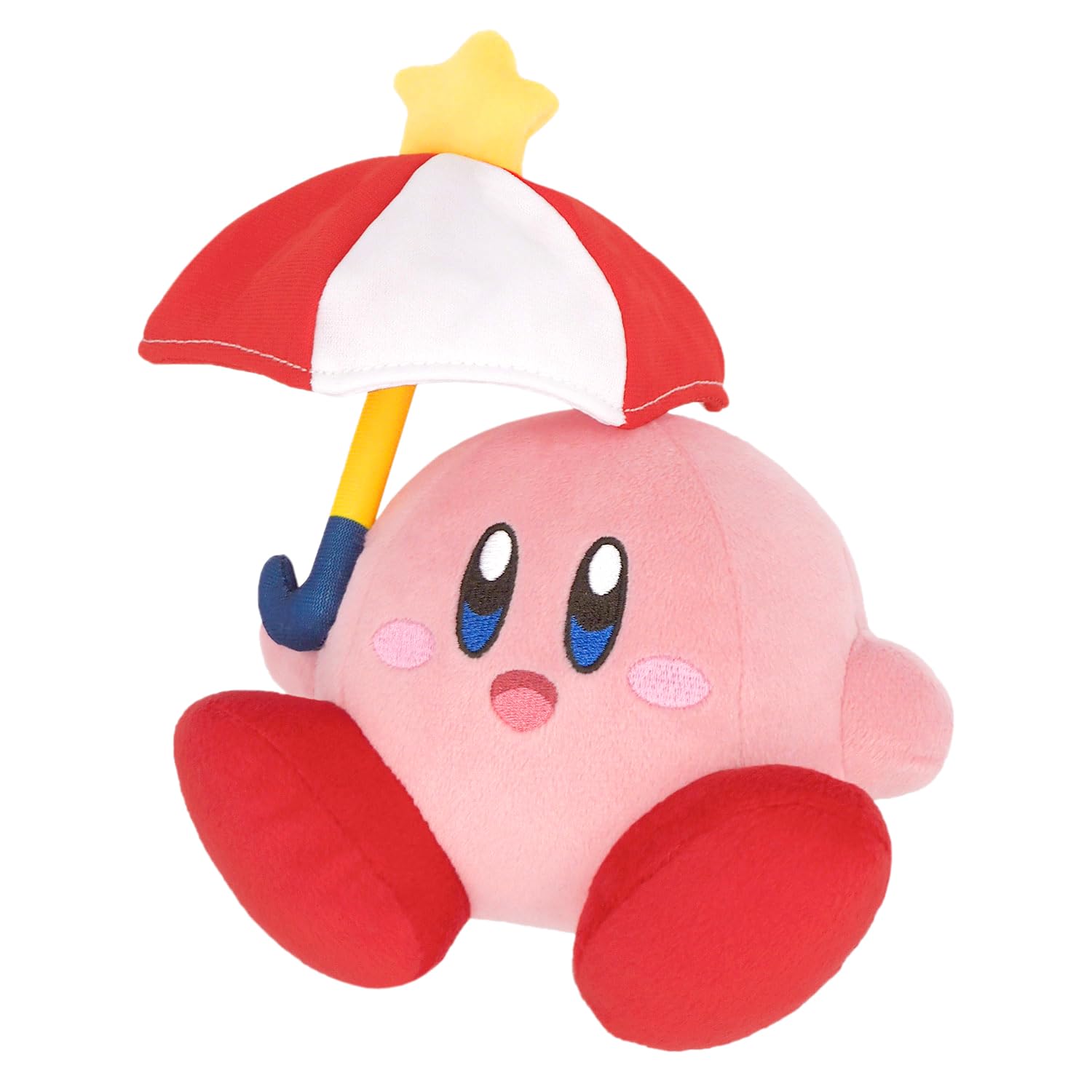 Together Plus Kirby Plush Toy with Parasol, 13 cm, soft and cuddly Kirby character from Nintendo's Kirby series.