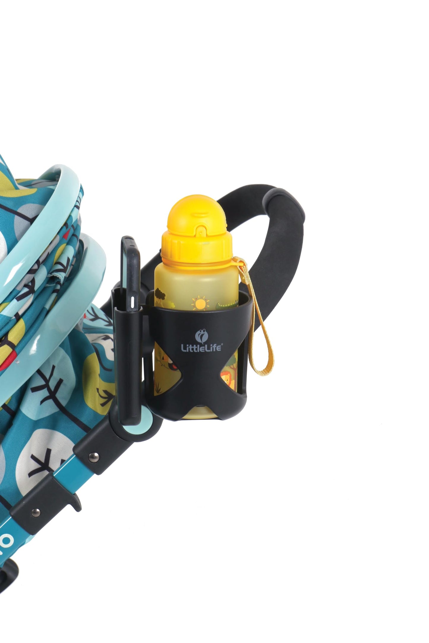 LittleLife Buggy And Pushchair Universal Cup & Phone Holder Adjustable Bottle Organiser for Stroller, Drink and Coffee Cup Holder with Phone Holder