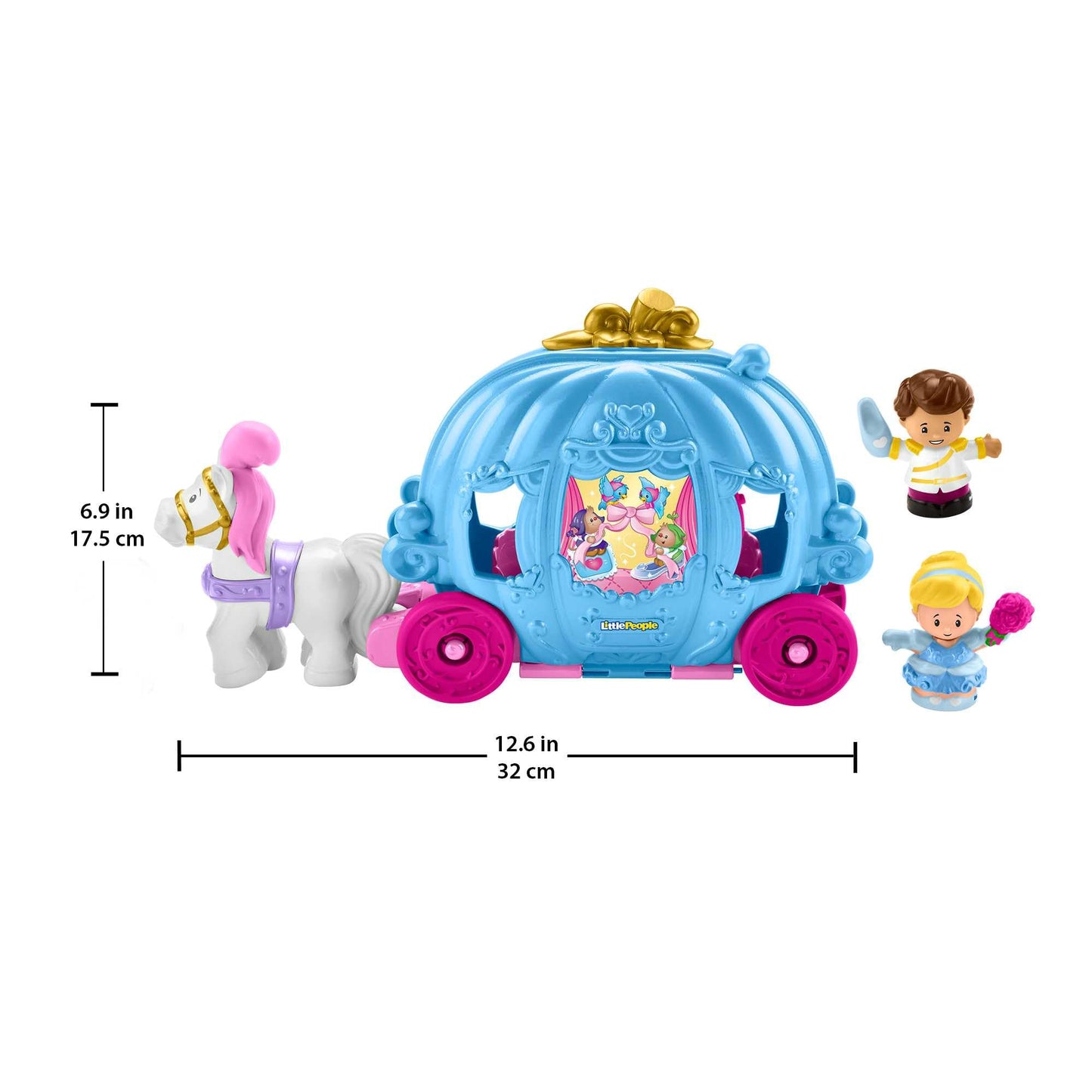 Fisher-Price Little People Toddler Toy Disney Princess Cinderella’s Dancing Carriage Playset with Figures for Pretend Play Ages 18+ Months, HGP76