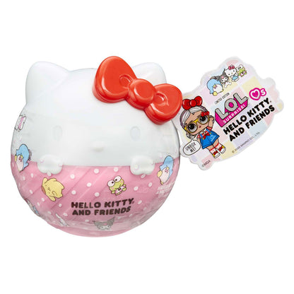 L.O.L. Surprise! Hello Kitty Tots doll with fashionable accessories and a Hello Kitty-shaped ball in blind packaging.