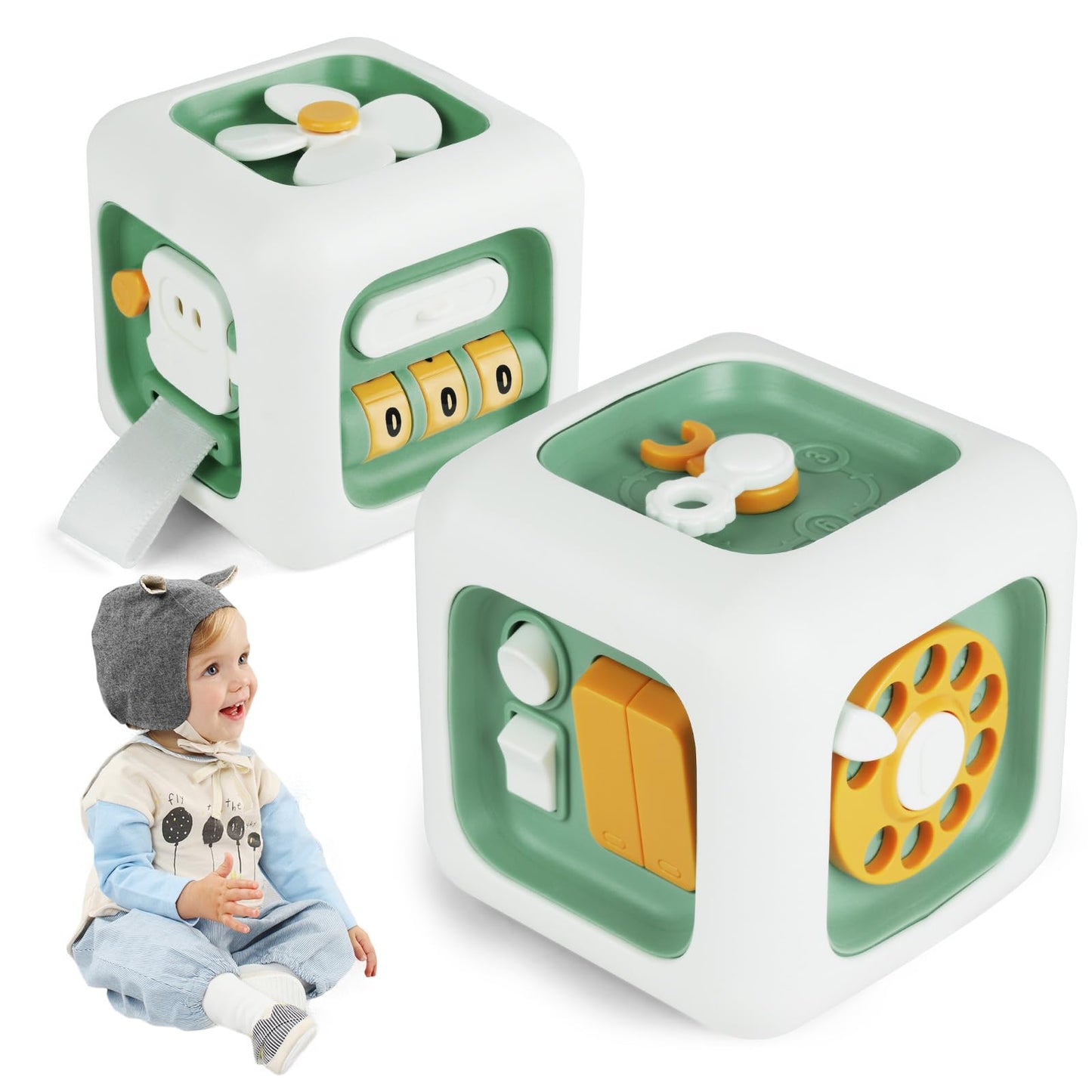 Ainiv Baby Activity Cube - Montessori Sensory Toys for Toddlers, Fine Motor Skills Development, Travel & Learning Toys for 12-36 Months