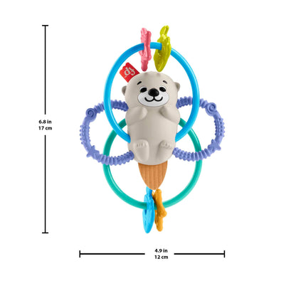 Fisher-Price Baby Toys Twist & Teethe Otter 2-in-1 Rattle and BPA-Free Teether with Textured Rings for Infant Fine Motor Play, HJW12
