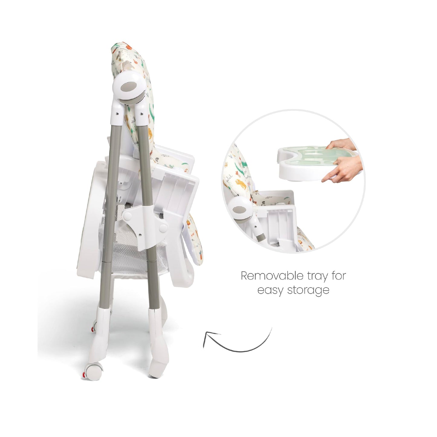 Mamas & Papas Snax, Adjustable Highchair, Reclines, Foldable, Removable Tray, Jungle Alphabet