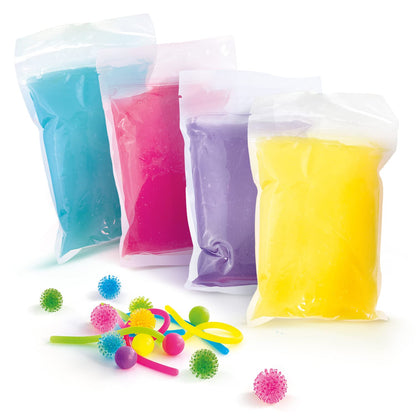 Colorful 1kg bucket of So Slime fidget slime with accessories in a transparent container, perfect for creative play and kids age 6+.