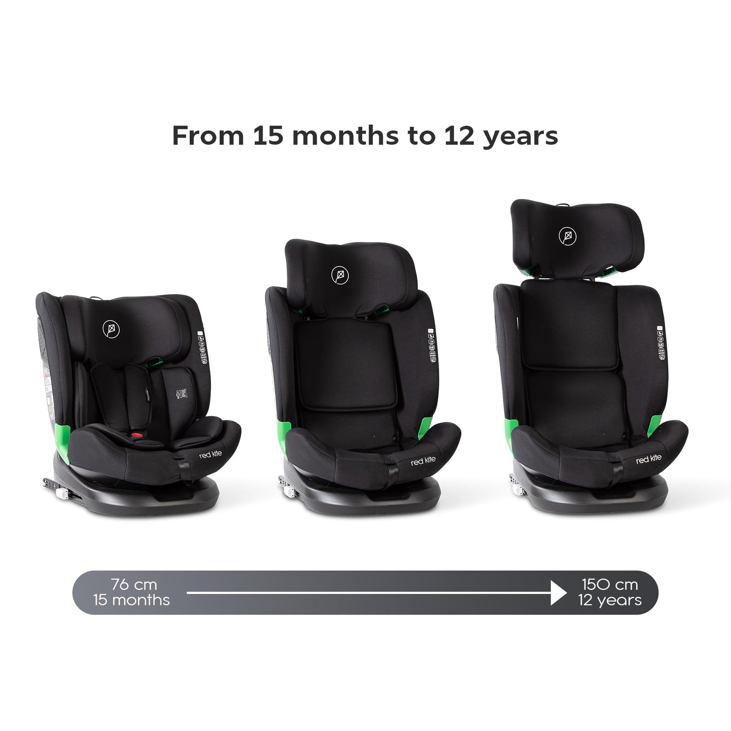 Red Kite Evolve 123 Recline Car Seat R129 iSize - Black