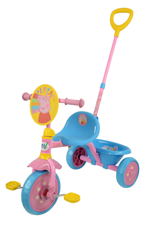 Peppa Pig 53cm Trike with Bucket | Kids Front Pedal Tricycle | Fully Licenced Colourful Bike with Adjustable Handlebars & Parental Steering Handle