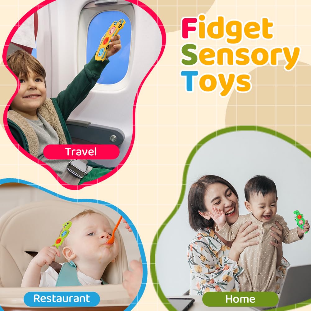 AYESY Fidget Popper Sensory Toys, 3pcs Pop Fidget Toys for Toddlers 12+ Month, Baby Montessori Toys for Stress Relief, Airplane Travel Activities, Autism Gift for Boys Girls