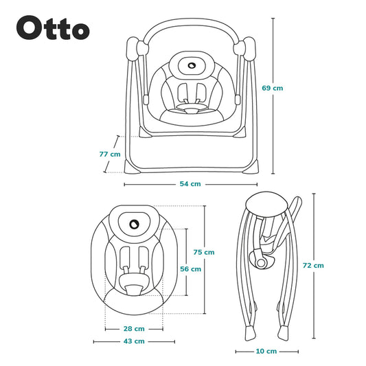 Lionelo LIONELO Baby Rocker OTTO with soft cushion, 5-speed electric swing, nature sounds, timer, and 5-point harness for newborns