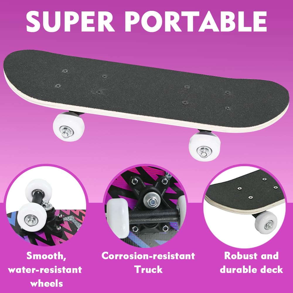 Unibos Kids Childrens Beginner Assorted Design Mini Skateboard Assorted