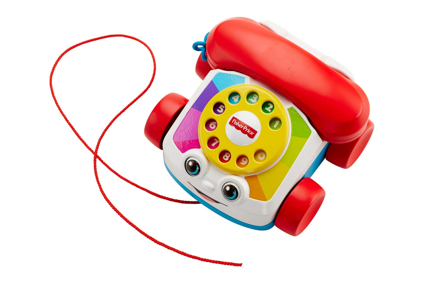Fisher-Price Toddler Pull Toy Chatter Telephone Pretend Phone with Rotary Dial and Wheels for Walking Play Ages 1+ years, FGW66