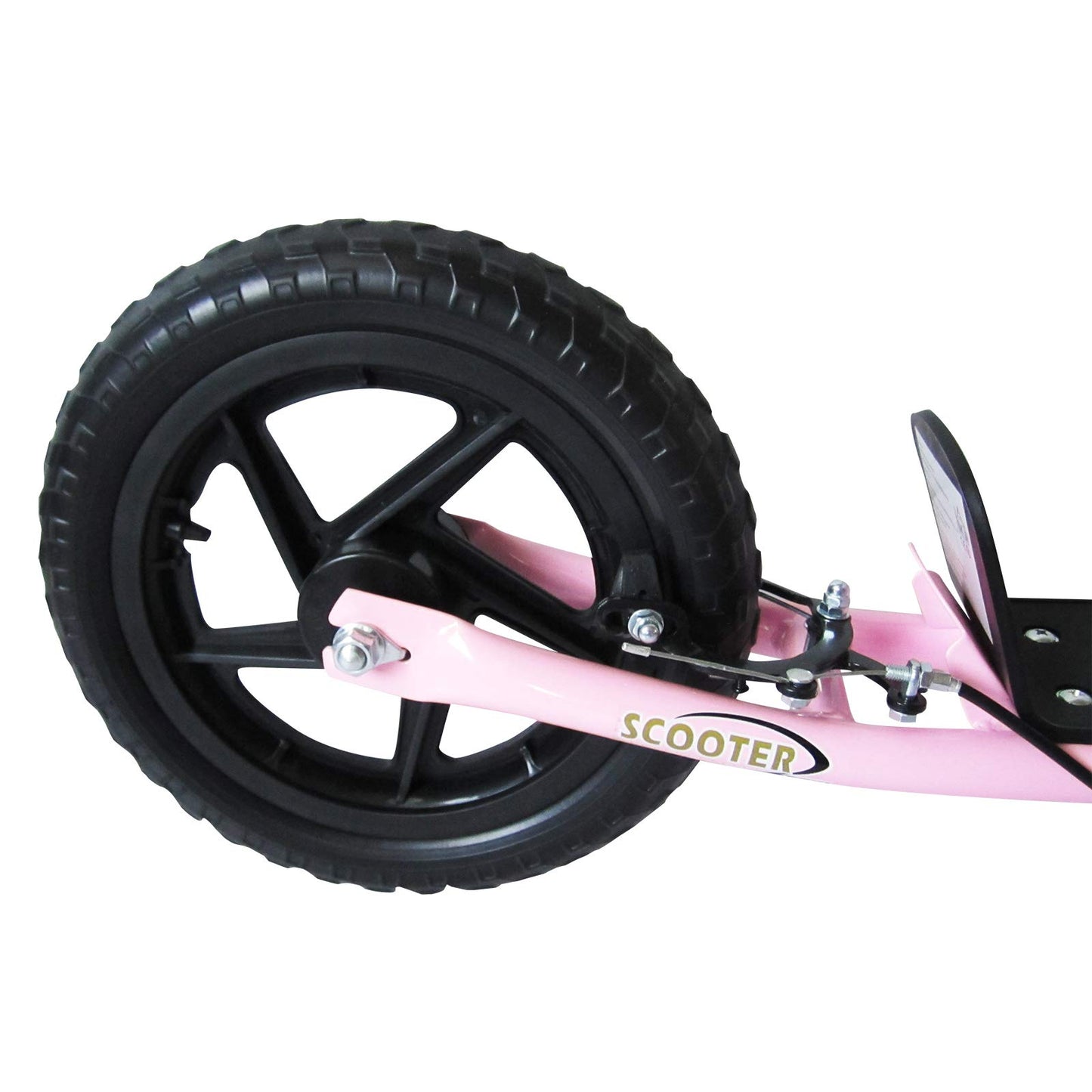 HOMCOM Kids Scooter, Toddler Kick Scooter with Adjustable Handlebar, 12" EVA Tyres, Rear Brake, for Age 5-12 Years, Pink