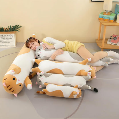 Long Cat Plush Pillow, Cute Stuffed Animal Kitten Soft Huggable Toy for Kids and Adults, 1pcs, 50cm/Grey