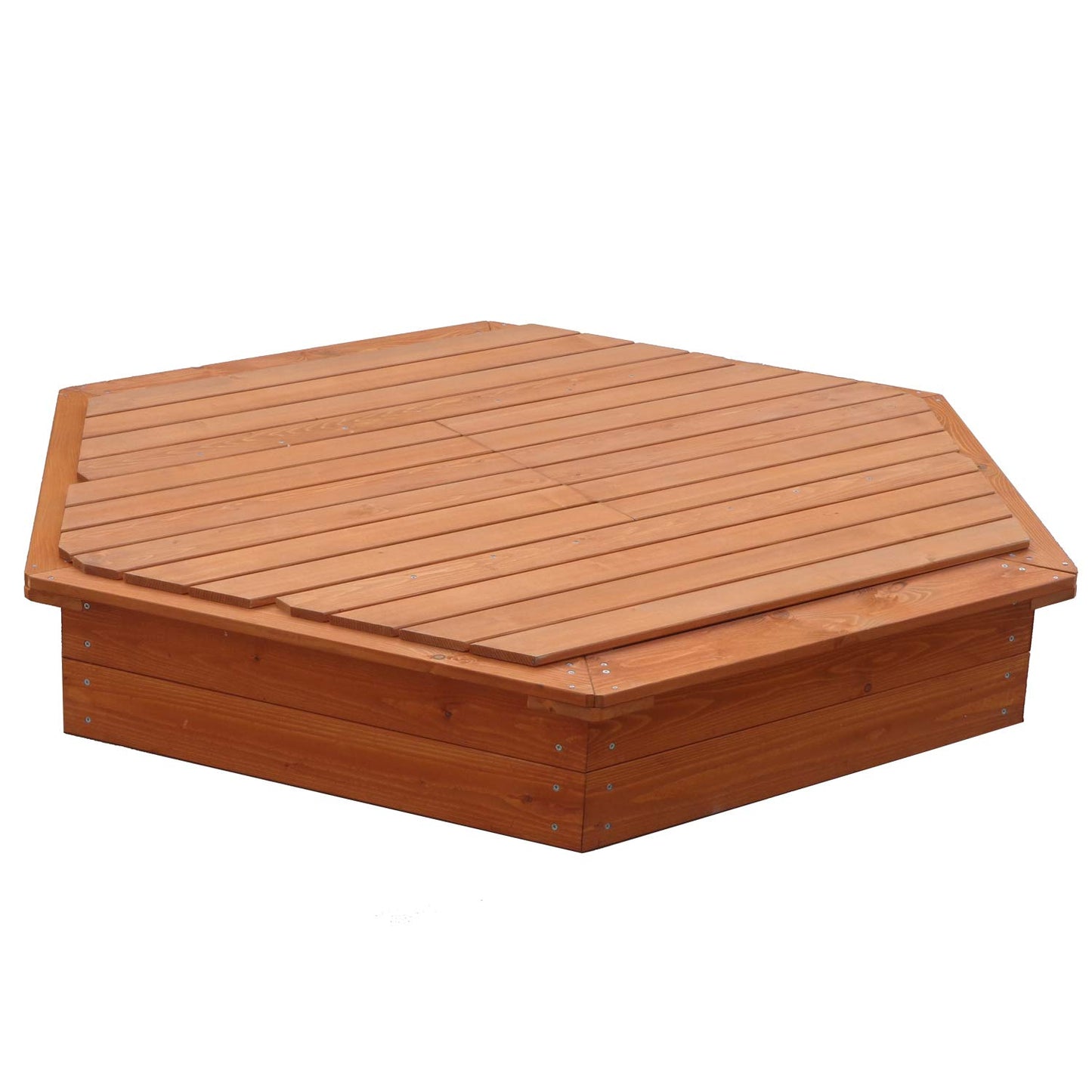 Garden Games Large Hexagonal Wooden Sandpit with Lid- Children's Sandpits