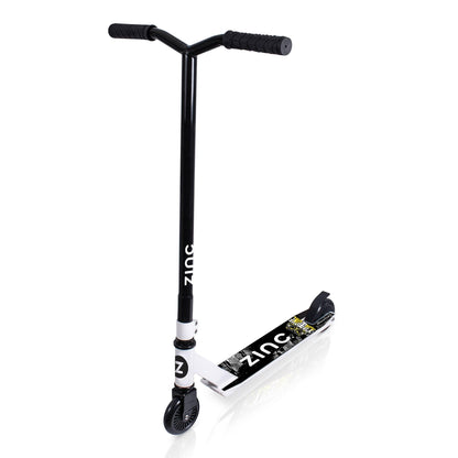 Zinc Backbone Stunt Scooter for Kids Ages 8+ – Lightweight Pro Scooter with 360° Handlebar Spin, Solid Steel Frame, Double Clamp, ABEC 7 Bearings, Rear Brake, Trick Scooters for Boys & Girls, White