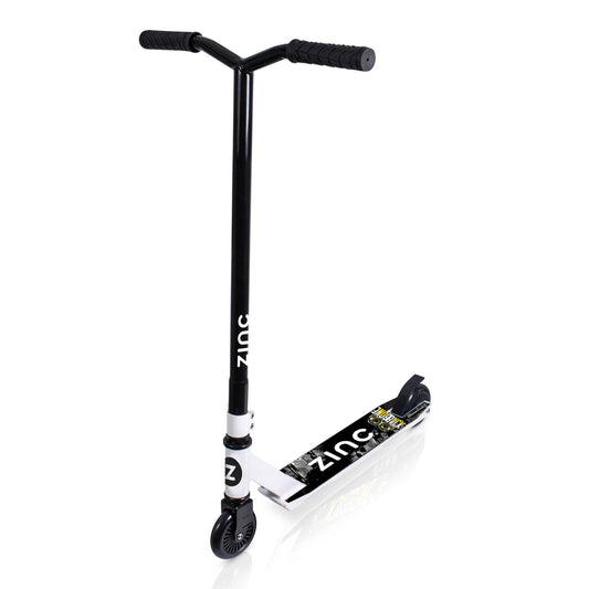 Zinc Backbone Stunt Scooter for Kids Ages 8+ – Lightweight Pro Scooter with 360° Handlebar Spin, Solid Steel Frame, Double Clamp, ABEC 7 Bearings, Rear Brake, Trick Scooters for Boys & Girls, White