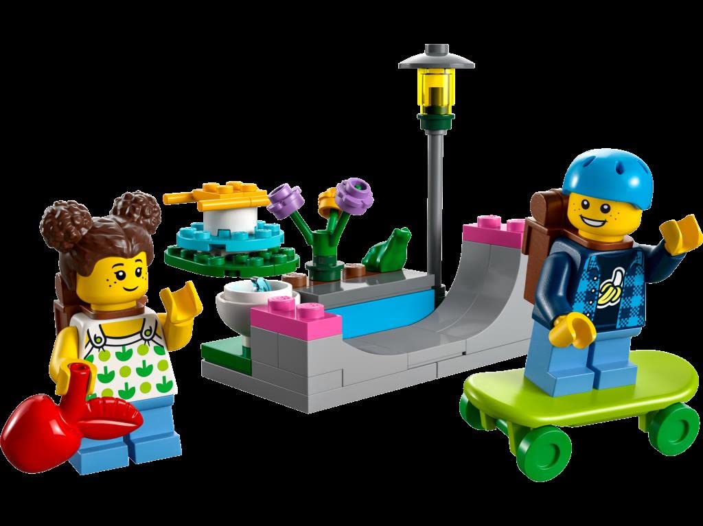 LEGO City Kid's Playground Polybag Set 30588 featuring colorful playground equipment and a minifigure.
