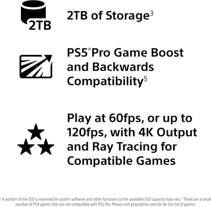 PlayStation 5 Pro console with sleek black design and modern gaming architecture, standing upright on a white background.