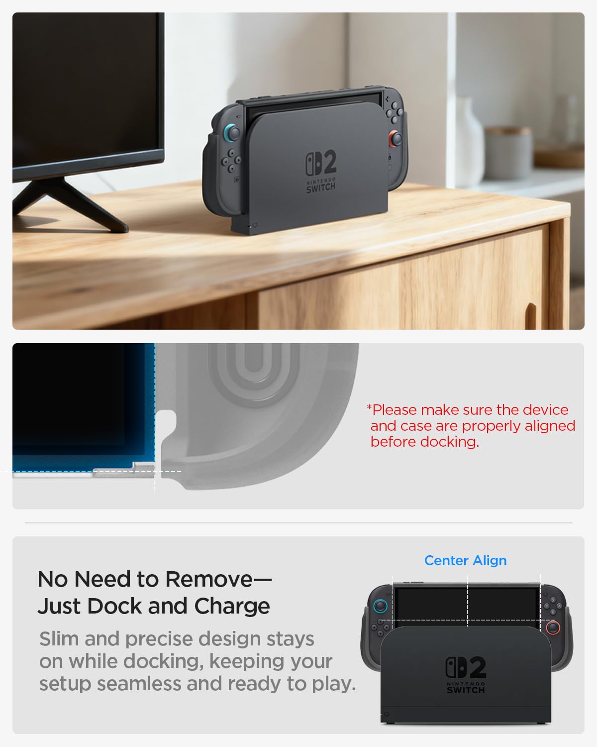 Spigen Ultra Hybrid protective case for Nintendo Switch 2, Frost Black color, compatible with dock and detachable Joy-Con controllers.