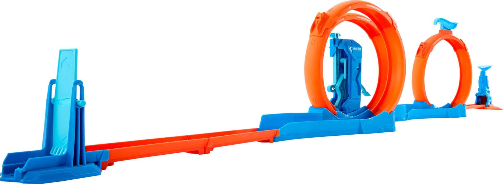Hot Wheels Triple Loop car track set featuring three loops, speed snap tracks, and a 1:64 scale toy vehicle.