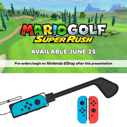 Golf Club for Mario Golf: Super Rush - Nintendo Switch Joy-con Accessories,Mini Golf Clubs Hand Grip Accessories with Wrist Strap for Joy Cons - 2 Pack (Black)
