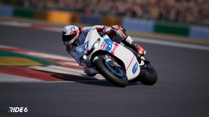 RIDE 6 Day One Edition PS5 game by Milestone, featuring motorcycle racing gameplay with vibrant cover art.