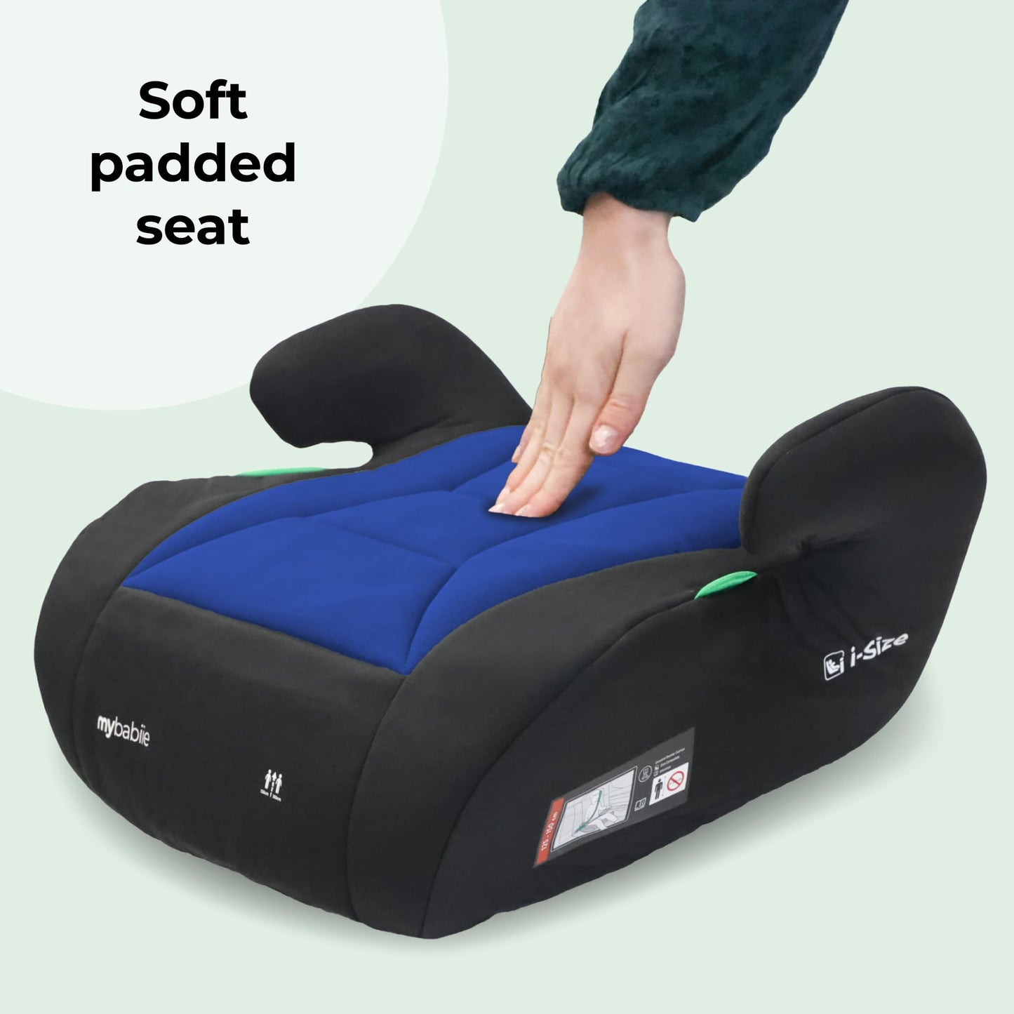 My Babiie Booster Lite R129 Car Seat - Lightweight at 1kg, Approx. 6-12 Years (125-150cm, 22-36kg), i-Size Backless Child Car Seat, Group 3, Compact, Portable, Ideal for Travel - Black & Blue