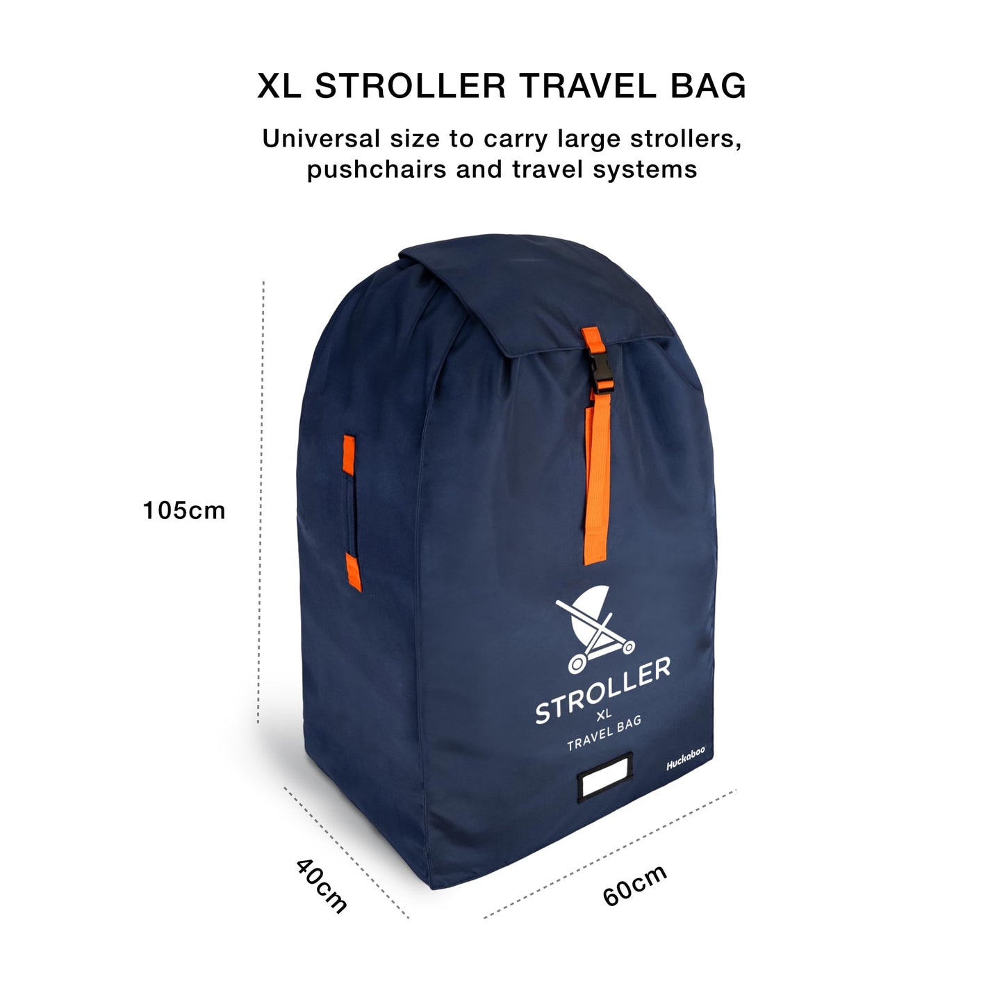 Huckaboo XL Stroller Travel Bag - Extra Large Pushchair and Pram Bag for Airplane, Navy