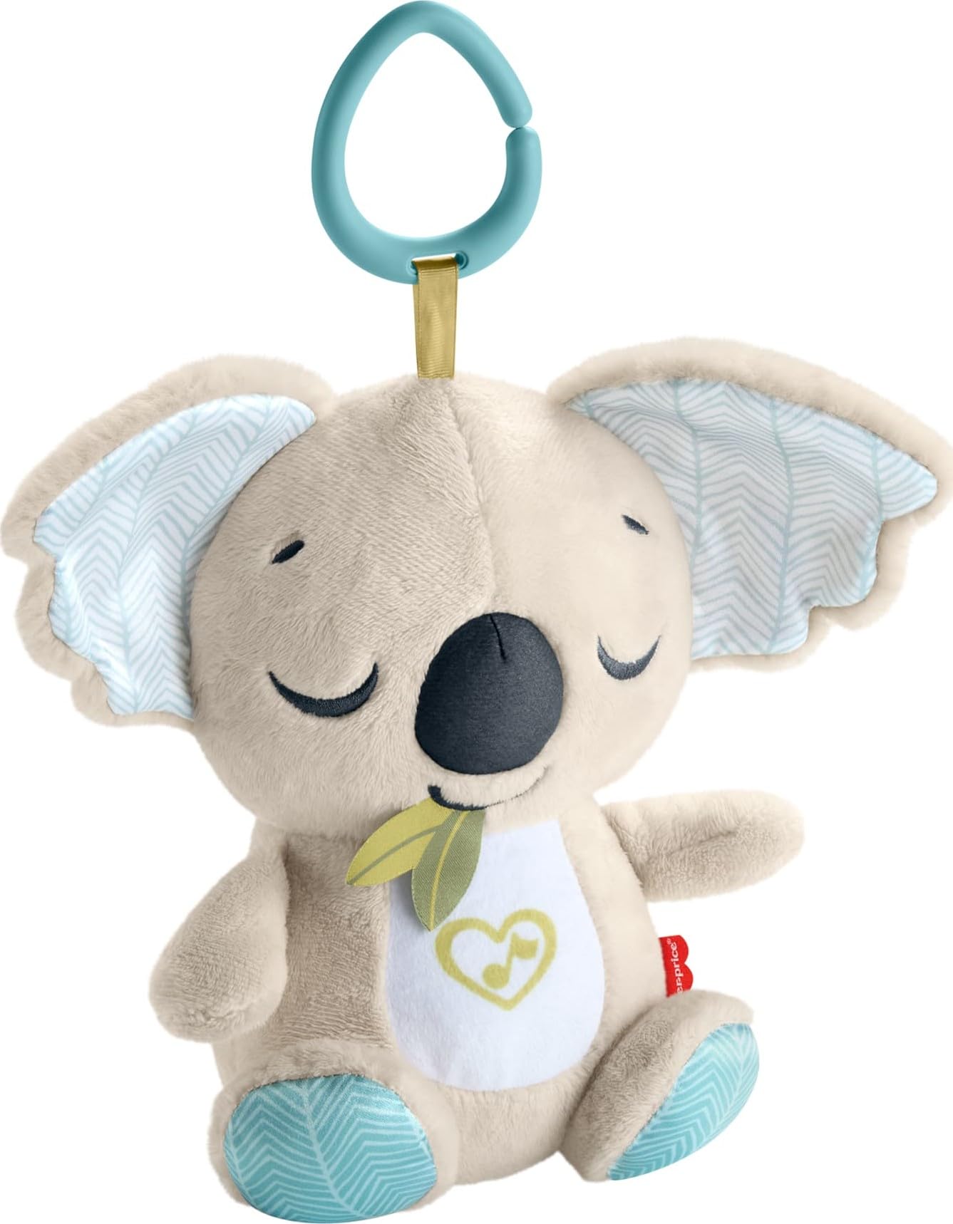 Fisher-Price Baby Toy On-the-Go Koala Soother plush sound machine with white noise and music for newborns, portable and soft.