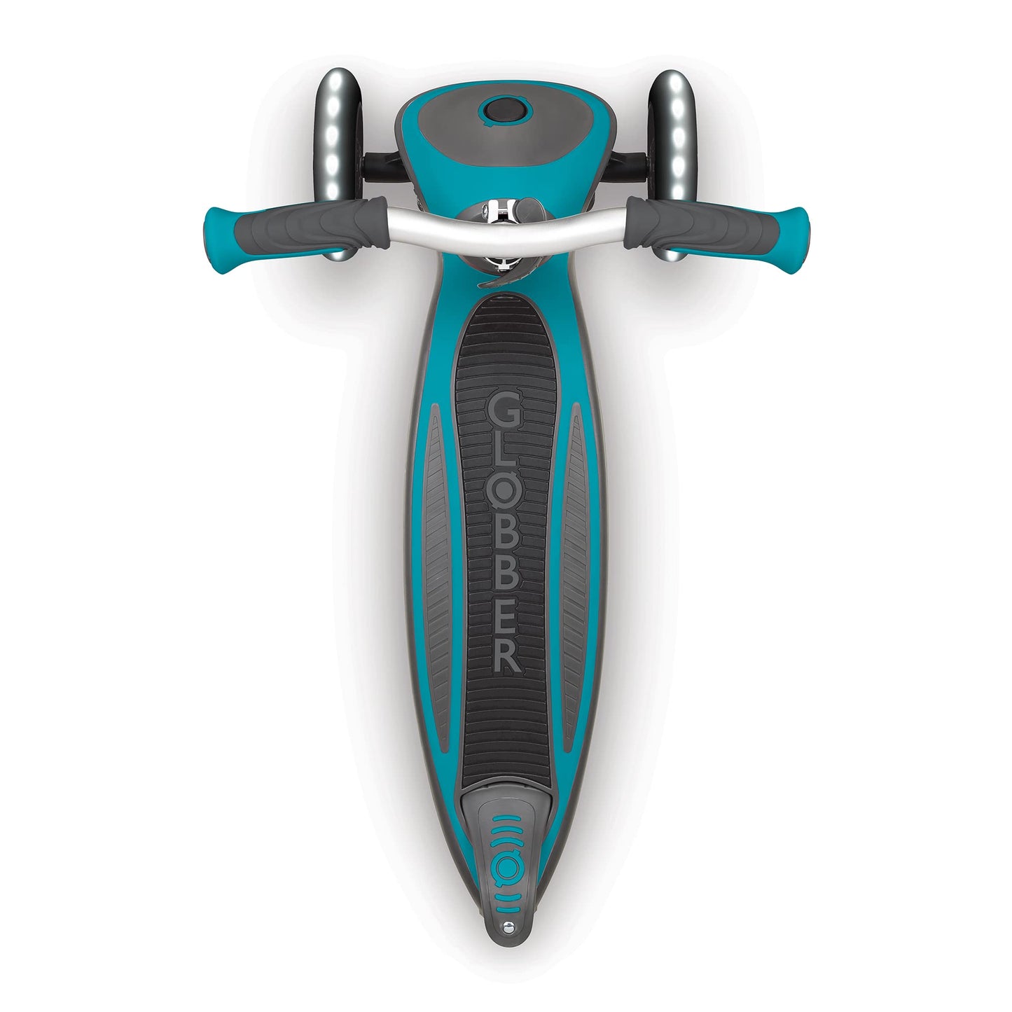 Globber Master Folding Scooter with Light Up Wheels and 5 height adjustable handlebars 74-94cm Suitable from 4 years max user weight 50kg (Teal), One Size