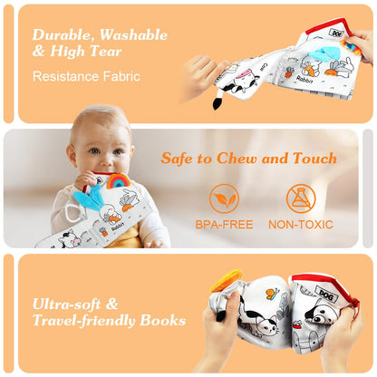 HOTUT Baby Toys Baby Books 0-6 Months, Sensory Books for Babies Touch and Feel Soft Books,Baby Crinkle Books, Touch Feel Activity Soft Book Infants Toys for 0 3 6 12 Months Boy Girl Shower Gifts