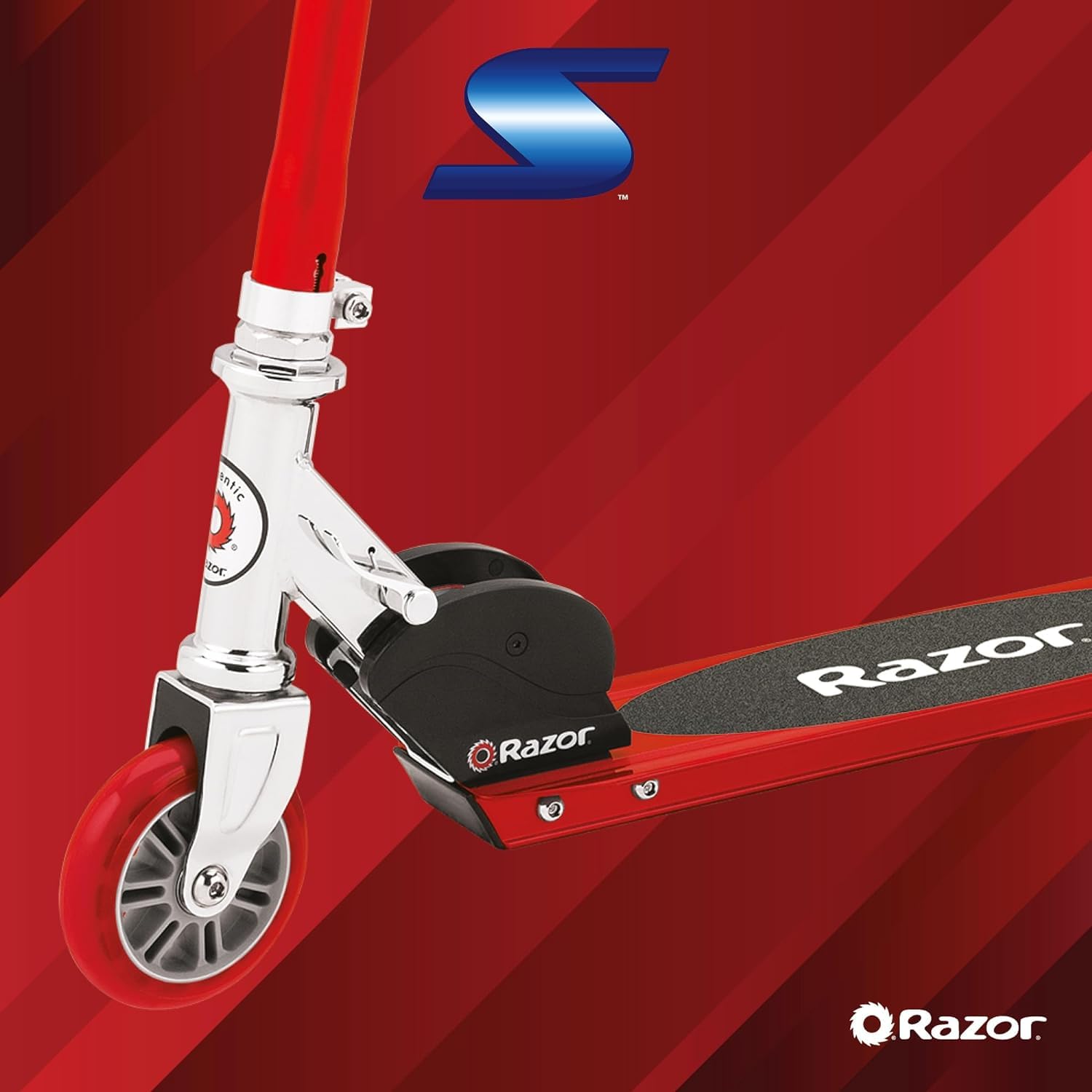 Red Razor S Real Steel Kick Scooter with a sturdy frame and smooth wheels, ideal for outdoor fun and commuting.