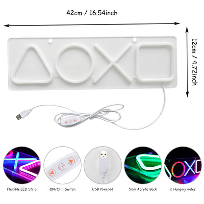 STHomedeco gaming LED wall art neon light with USB switch, gamer bedroom decor, colorful gaming LED sign for gaming room ambiance