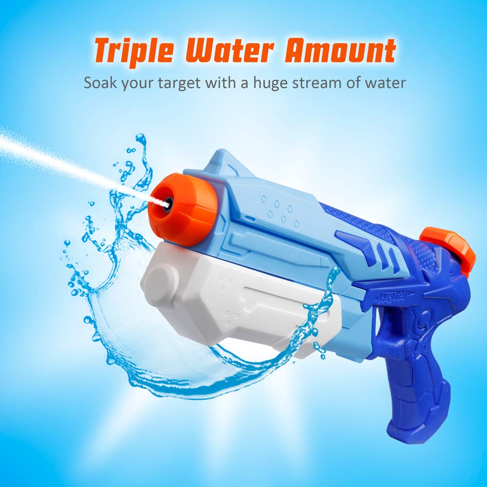 D-FantiX water guns for kids, 2-pack super soaker blasters with 300cc capacity, ideal for summer pool and beach water fights.