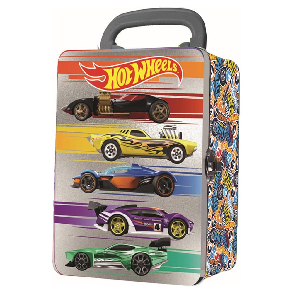 Hot Wheels 1:64 Scale cars Metal Car Carry Case I 18 Toy Car Storage & Organiser I Gift for Collectors & Kids Ages 3 Years Old & Up I 3D lid design I (Cars not included)