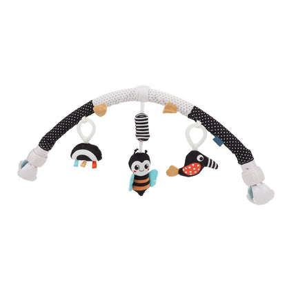 Pilipane honeybee clip-on baby bouncer toy with plush material, designed to stimulate senses and develop motor skills for cribs and strollers